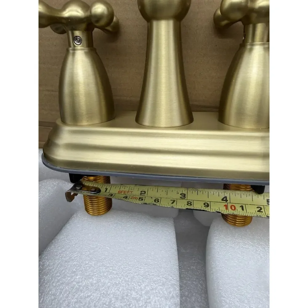 Cross Handles Centerset Bathroom Faucet For Sink 3 Hole w/Overflow Pop Up Drain